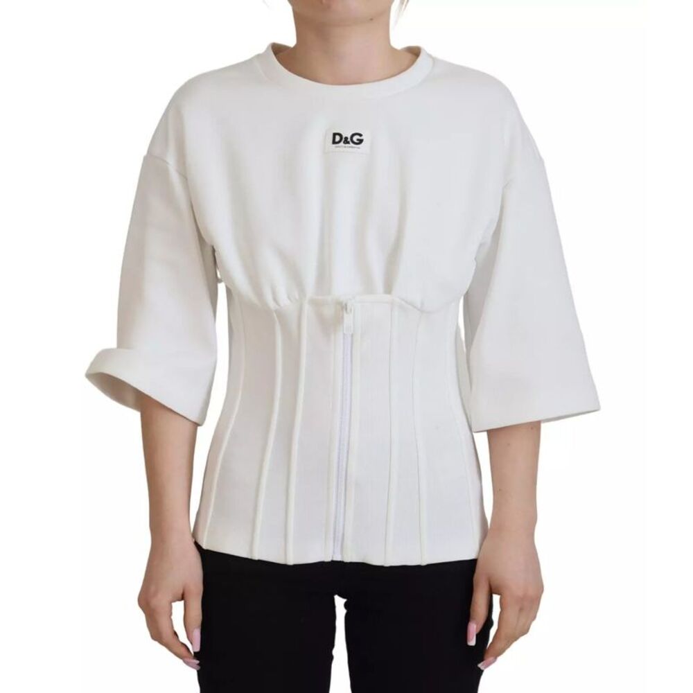 Dolce & Gabbana White Cotton Corset Stretch Top Women's T-shirt - Picture 4 of 6